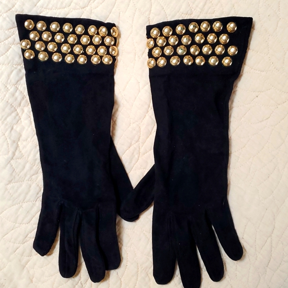 Anne Klein black suede leather gloves, size 8